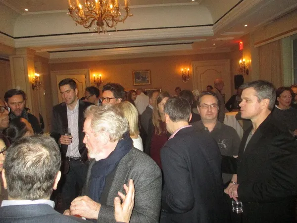 Ridley Scott, Matt Damon and Drew Goddard at The Martian tea